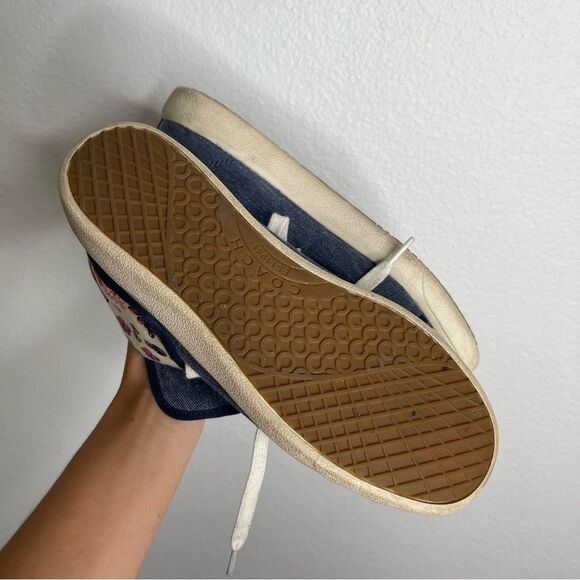 Coach Sneakers Erikka Fold Over High Top Shoes Poppy Denim Size 8 - Picture 7 of 7